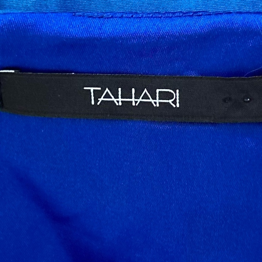 Tahari Notched V-Neck Blue Size 4 Dress Sleeveless Lined Sheath Dress - Picture 9 of 11